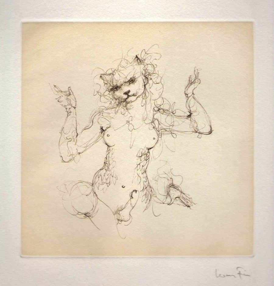 La nyctalida Ganika (Les Etrangers, par Leonor Fini, gravure, 1976
