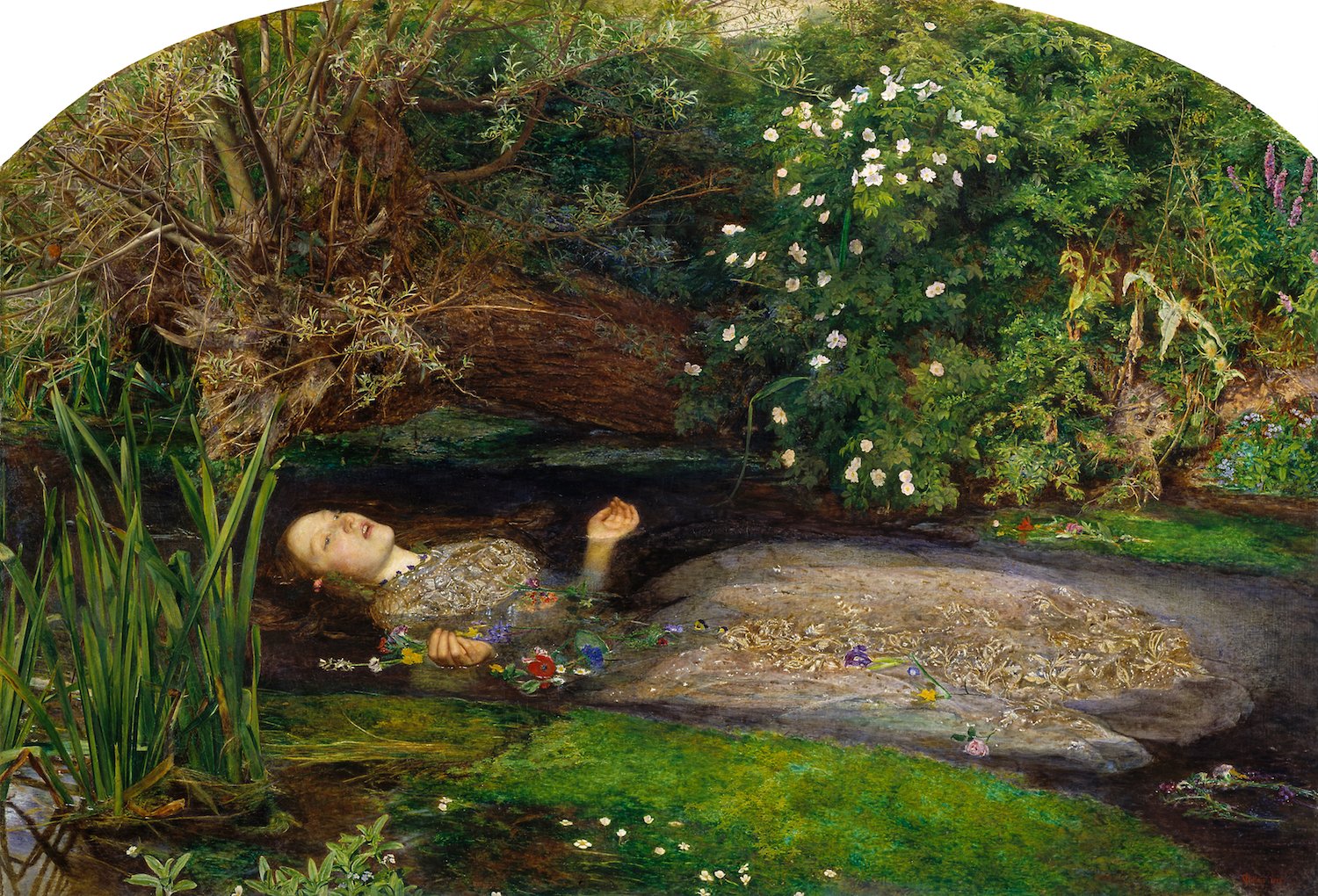 John Everett Millais, Ophélie, 1851-1852, huile sur toile, 76,2 cm x 111,8 cm.